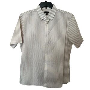 Alfani Men’s large short sleeve button down shirt | Striped 100% cotton shirt